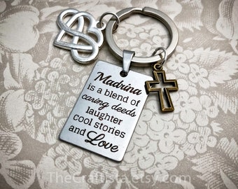 Madrina Keychain, Madrina Gifts, Madrina Key Ring, Madrina Charms, Madrina Pendant, Madrina Gift, Baptism, Christening Keychain, MDK