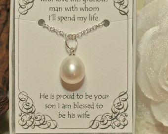 Mother of the Groom Pearl Necklace - MOG3 - Solitaire Pearl Necklace - Mother of the Groom Gift - Authentic Freshwater Pearl Pendant