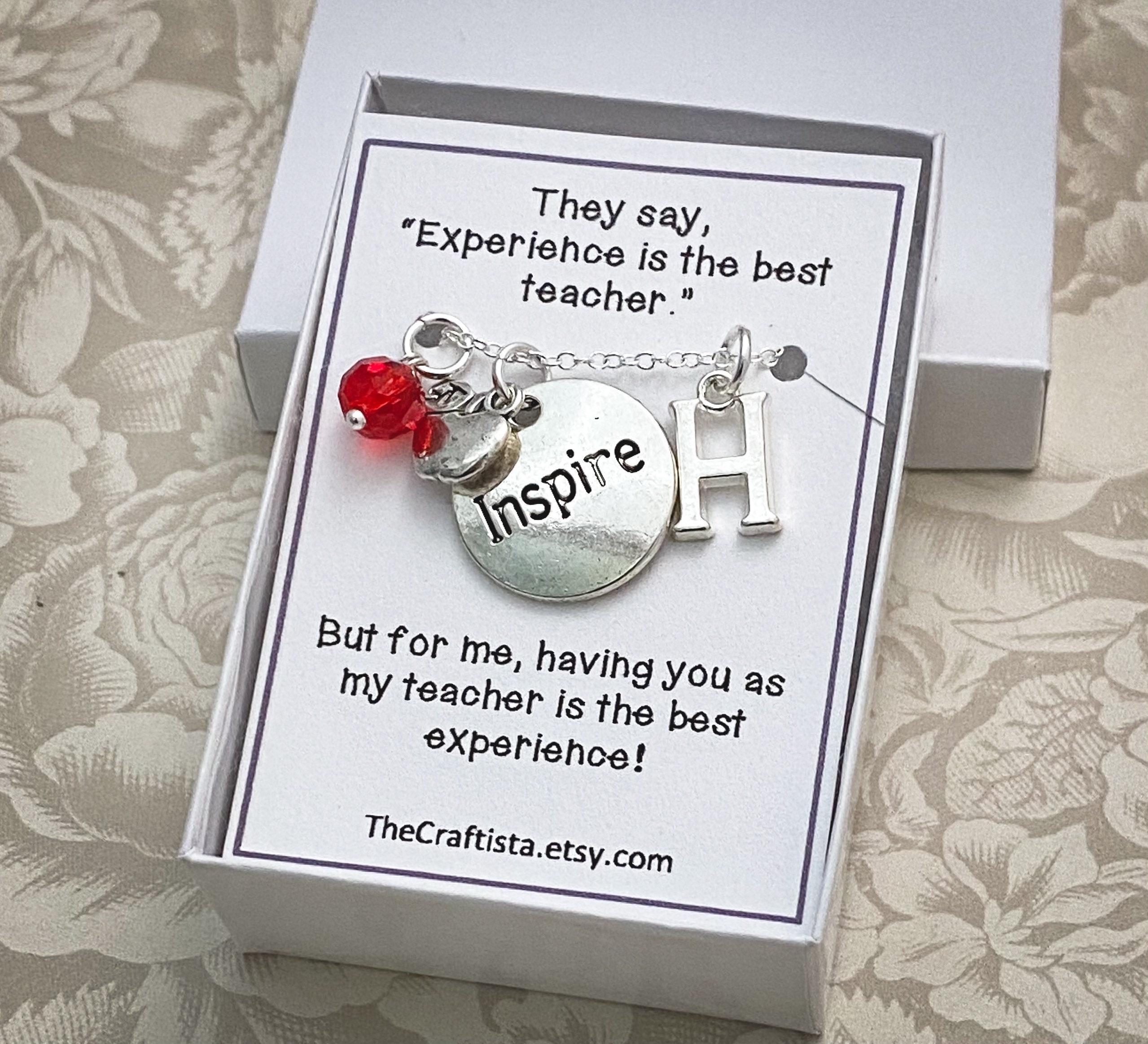 Personalized Teacher Necklace With Birthstone and Initial, Teacher ...