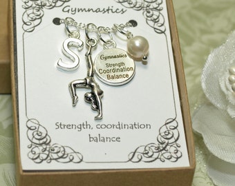 Gepersonaliseerde gymnastiek ketting met geboortesteen en initialen - GYM2 - Gymnast charme - gymnastiek hanger - gymnast ketting
