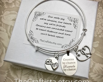 C11B, Cousin Bangle, Cousin Gift, Cousin Bracelet, Cousin Jewelry, Gifts for Cousins, Pinky Promise Charm, Cousin Pendants, Cousin Charms