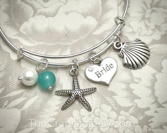 BRCH, pulseira de noiva com tema de praia com conta de vidro, casamento na praia, #IDoByTheSea, pulseira de noiva, joias de noiva, joias de praia, Sun Wediing