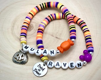 Halloween Custom Bracelets, Personalized halloween bracelet, friends, cousins, classmates, Trick or Treat Bracelets, Stackable bracelets