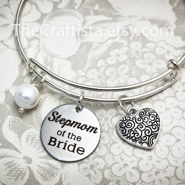 SMB, Stepmom of Bride Bangle, Stepmom of Bride Bracelet, Stepmom Bangle, Stepmom of Bride Gifts, Stepmom Gifts, Stepmom Jewelry, Stepmom