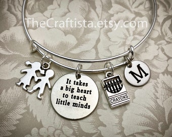 End Of School Year Teacher Appreciation Gift Helping Me Grow Educator Jewelry Personalized Teacher Bangle Bracelet