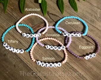 Minimalist Bracelets 4mm, Over 40 colors available, Personalized Bracelets, Name Bracelets, Stackable Bracelets, Family Bracelets