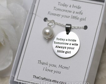 MOB4, Mother of the Bride Pearl Necklace, Mother of the Bride Gift, Authentic Shell Pearl Pendant, Mother of the Bride Jewelry, Mom Keepsake