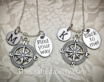 Two Best Friend Necklaces, Matching Friendship Necklaces, Compass Necklace, Find Your Way Back To Me, Couple Necklace, Friendship Necklace