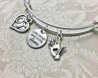 OT2 Bracelet, Occupational Therapy Bangle, OT Charm, Occupational Therapy Gift, Gifts for OT, Ot Bangle, Ot Jewelry, OT Gifts, Big Gains