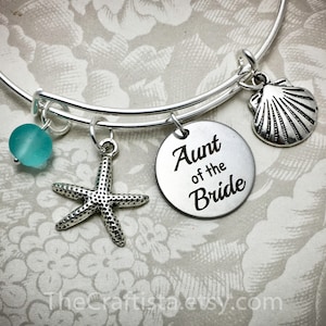 ABCH, Aunt of Bride Bangle, Aunt Bracelet, Beach Wedding, Aunt of the Bride Gifts, Starfish, Gifts for Aunt of the Bride, Aunt Bangle