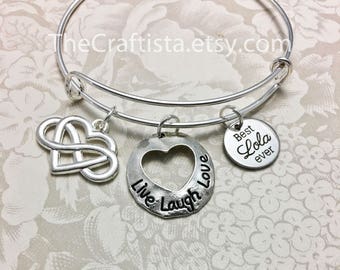 LOLA Bangle, lola Bracelet, lola Charm, lola Gift, Filipino, Philippines, Gifts for lola, Grandma, Best Lola Ever, Grandma of the Bride