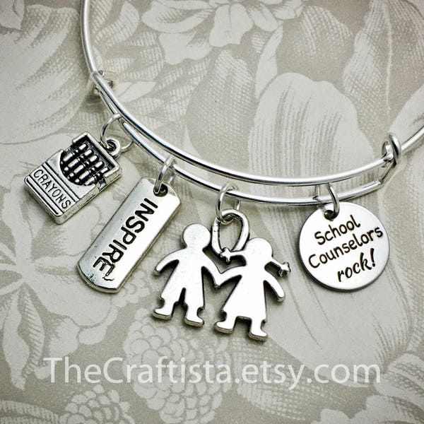 CLR2, Counselor Bangle, School Counselor Gift, Counselor Bracelet, Counselor Jewelry, Gifts for Counselor, Counselor Pendants, Counselor