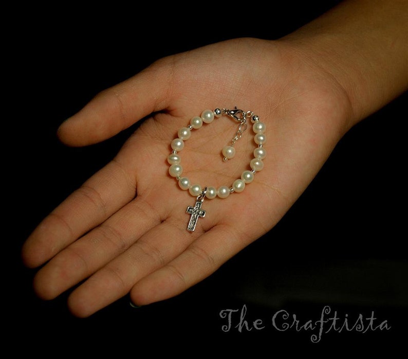 Baptism Baby Bracelet Authentic Freshwater Pearls and Mini Etsy
