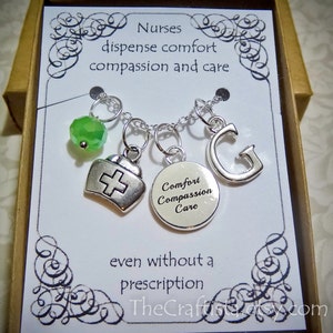 Personalized Nurse Necklace With Birthstone and Initial - RN1 - Personalized Nurse's Gift - RN Hat Charm - Nurse's Hat Necklace - Nurse