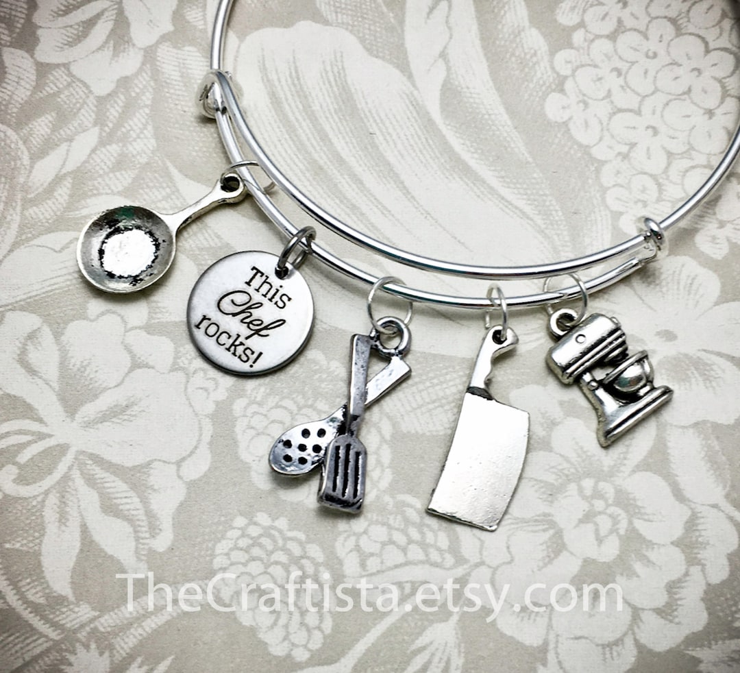CHF2, Chef Bracelet, Chef Bangle, Utensil Charm Chef Gift, Gifts for a ...