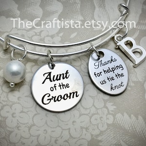 AOG2, Personalized Aunt of Groom Bangle, Aunt of the Groom Bracelet, Aunt of the Groom Gifts, Gifts for Aunt of the Groom, Aunt Bangle