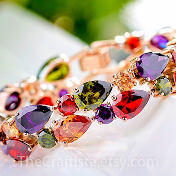 Pageant Bracelet, Wedding Jewelry, Statement Jewelry, Christmas Bracelet, Wedding Bracelet, Bridesmaid Jewelry,  Prom Jewelry, CZ2