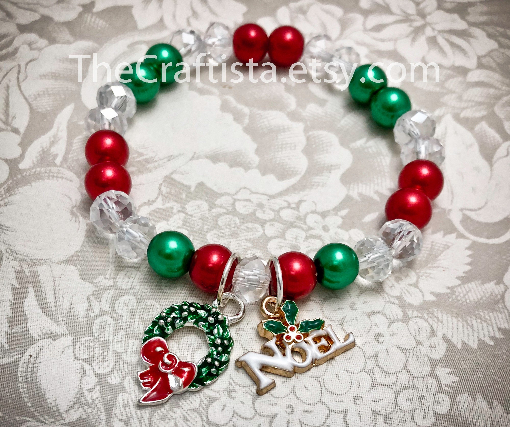 Braccialetti Di Natale Con Ciondoli – Rosso E Verde – Perline Con Albero, Pupazzo Di Neve – Regali Per Donne E Ragazze