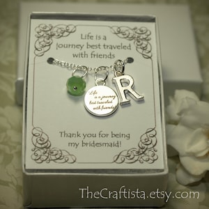 Personalized Bridesmaid Necklace with Color Motiff and Initial - BM02 - Bridesmaid Gift -- Bridesmaid Necklace - Bridesmaid Jewelry