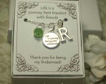 Gepersonaliseerde bruidsmeisje ketting met kleur motiff en initialen - BM02 - bruidsmeisje gift - bruidsmeisje ketting - bruidsmeisje sieraden