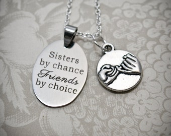 Sister Necklace - S13 - Sister Gift, Sisters Necklace, Sisters Jewelry, Sister Christmas Gift, Sister Charm, Pinky Charm, Sister Pendant