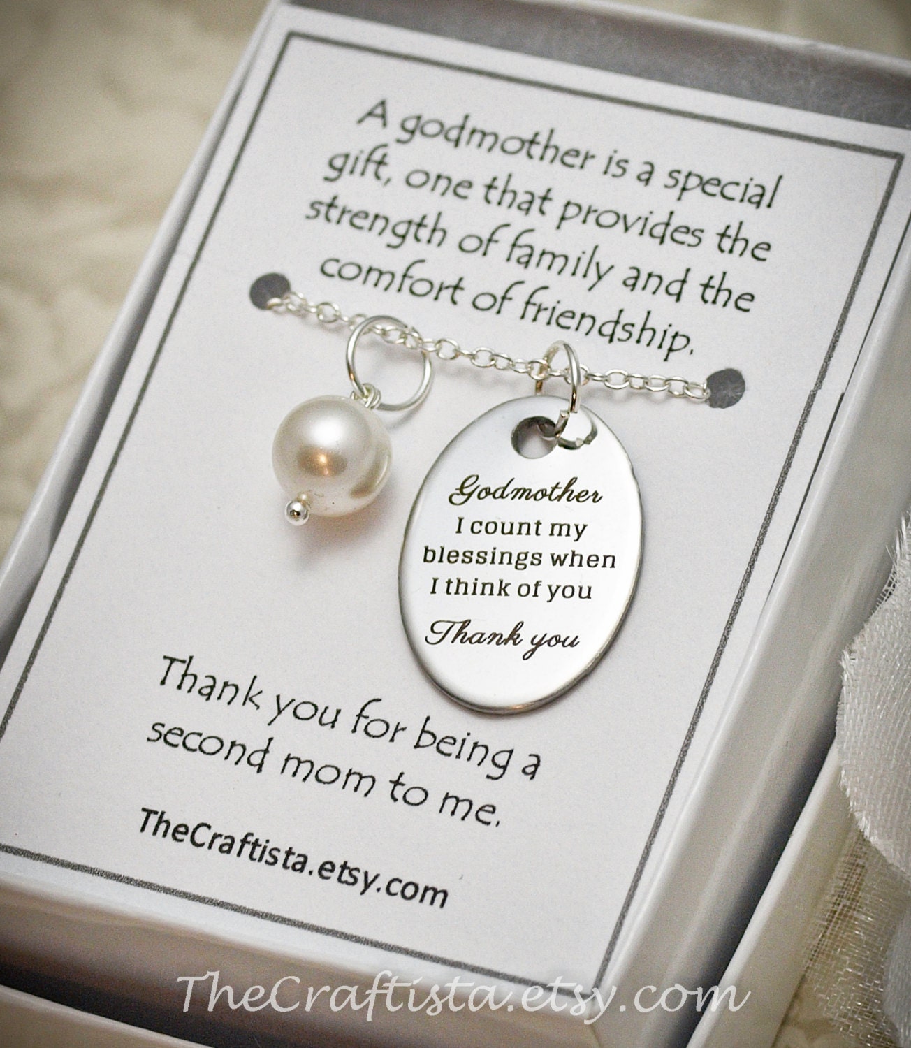 Thank You Godmother Quotes Godmother Necklace Gm Baptism Pearl Necklace Godmother | Etsy India