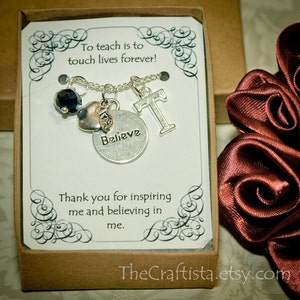 Personalized Teacher Necklace with Birthstone and Initial -T05- Personalized Teacher&#39;s Gift -- Teacher Appreciation Gift, Gift for Teacher