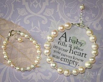 Mother Daughter Bracelet Set, Authentic Fresh Water Pearl Bracelet, Pearl Bracelets,  Mom and Baby Bracelets, Big Sis & Little Sis Bracelet