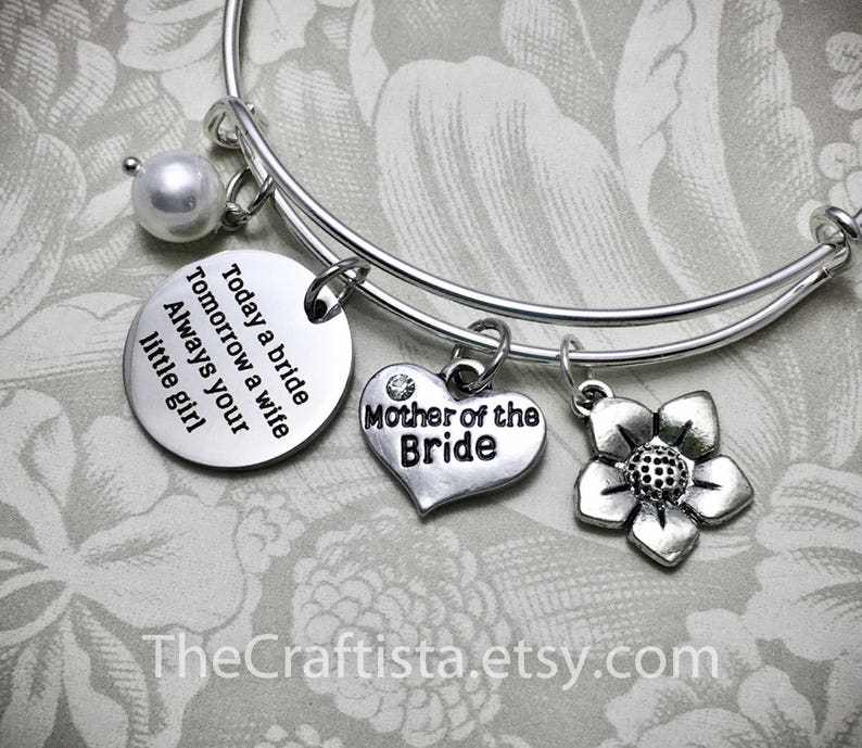 MBC, Mother of the Bride Adjustable Bangle, Mother of the Bride Personalized Bracelet, Mother of the Bride Gift, Mom of the Bride Keepsake image 2