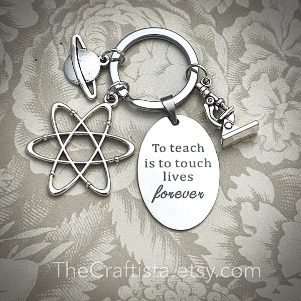 Personalized Science Teacher Keychain, SCK, Science Teacher Gift, Atom Keychain, Microscope Keychain,  Gifts for Science Teacher, Science