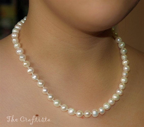 Authentic Freshwater Pearl Necklace Huge 8mm Vintage Style Knotted Pearls Mother of the Bride Gift Mother of the Groom Gift