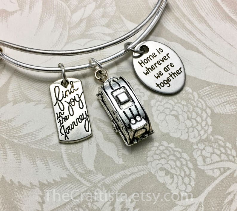 CAMP Camping Bracelet Camper Bangle Campfire Charm Etsy