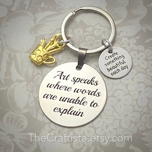 ARTK, Artists Bracelet, Artist Keychain, Artist Gift, Gifts for Artists, Paint Brush Charm, Artist&#39;s Palette Charm, Art Jewelry