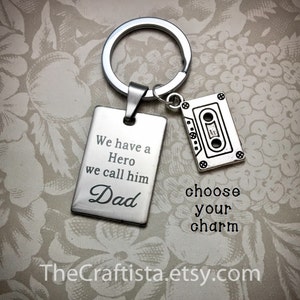 DAD4, Dad Keychain, Father&#39;s Day Gift, Gifts for Dad, Our Dad Our Hero, Daddy Keychain, Dad Gifts, Dad Keyring, Dad Jewelry, Dad Accessory