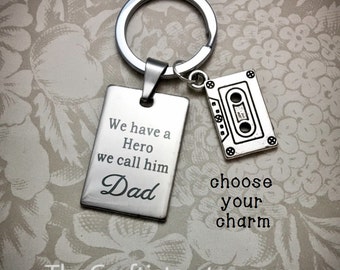 DAD4, Dad Keychain, Father's Day Gift, Gifts for Dad, Our Dad Our Hero, Daddy Keychain, Dad Gifts, Dad Keyring, Dad Jewelry, Dad Accessory