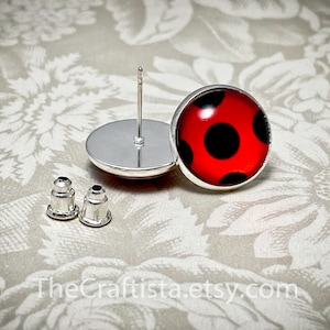 Lieveheersbeestje Oorbellen, Lady bug Stud Oorbellen Halloween Kostuum, Lieveheersbeestje Halloween, Lieveheersbeestje Kostuum, Bestseller Lieveheersbeestje Kostuum afbeelding 4