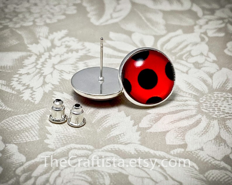 Lieveheersbeestje Oorbellen, Lady bug Stud Oorbellen Halloween Kostuum, Lieveheersbeestje Halloween, Lieveheersbeestje Kostuum, Bestseller Lieveheersbeestje Kostuum afbeelding 4