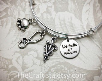 VT, Vet Tech Bangle, Vet Tech Gift, Vet Bangle, Diergeneeskunde, Uitbreidbare Bangle, Dierenarts Bangle, Vet Geschenken, Vet Armband, Dierenarts