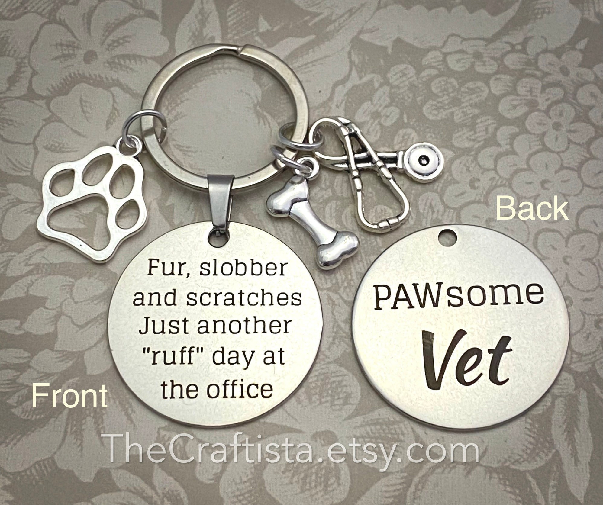 Key Chain Veterinary VTK, Vet Keychain, Gifts for the Vet, Pawsome Vet, Veterinary Medicine ...