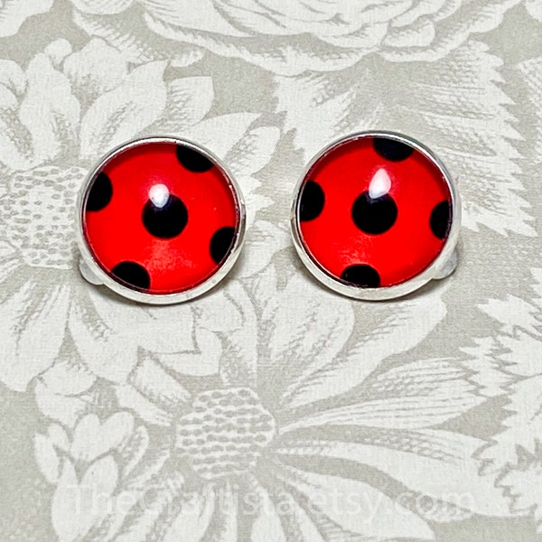 Ladybug Earrings, Lady bug Clip Earrings, Ladybug Clip-ons, Lady bug clip-ons, Halloween Costume, Ladybug Halloween, Ladybug Costume