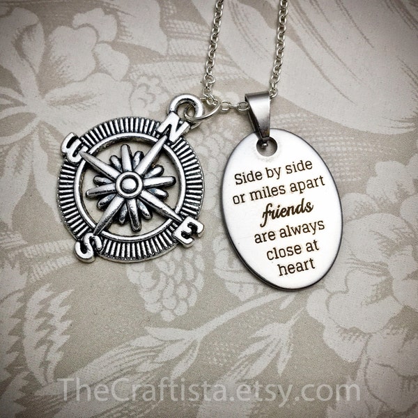 Friendship Necklace - FR12 - Gifts for Friends, Compass Necklace, Friendship Jewelry, Compass Charm, BFF Necklace, Graduation Gifts