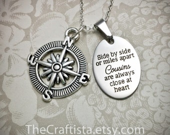 Cousin Halskette, C12 Cousins Geschenk, Cousins Halskette, Cousin Schmuck, Geschenke für Cousins, Kompass Charm, Cousin Anhänger, Cousin Charms, Cousin Charms
