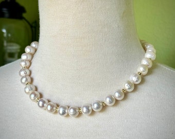 Authentic Freshwater Pearl Necklace, Huge XL 12mm, Statement Necklace, Mother of the Bride Gift, Mother of the Groom Gift, Chunky Necklace