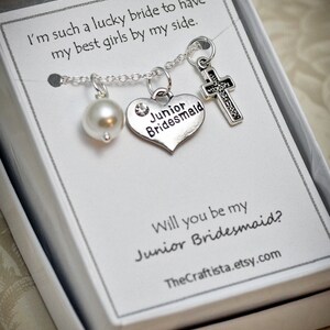 J2, Personalized Junior Bridesmaid Necklace with Color Motif and Initial, Junior Bridesmaid Gift, Junior Bridesmaid Jewelry, Jr Bridesmaid