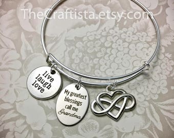 GRM2, Grandma Bangle, Grandma Bracelet, Grandma Charm, Grandma Gift, Grandma Jewelry, Gifts for Grandma, Stackable Bangle, Adjustable Bangle