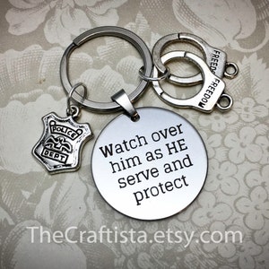 Police Officer Keychain, PK, Police Protection Keychain, Watch Over Him, Police Keychain, Gift for Police Officer, Police Prayer Keychain