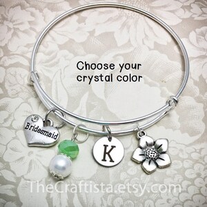 BB1, Personalized Bridesmaid Bangle with Color Motif and Initial, Bridesmaid Gift, Bridesmaid Bracelet, Bridesmaid Gifts, Bridesmaid Jewelry