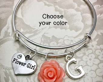 FGC, Personalisiertes Blumenmädchen Armband, Blumenmädchen Schmuck, Blumenmädchen Armreif, Blumenmädchen Charm, Blumen charm, Kinderarmreif