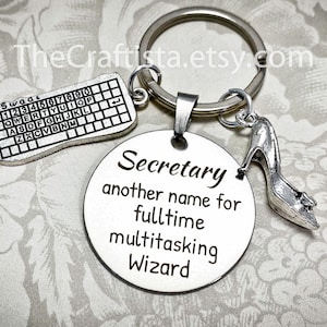 SRK, Secretary Keychain, Awesome Secretary, Keyboard Charm, Office Worker, Secretary Day, Gifts for Secretary, Multitasking Wizard