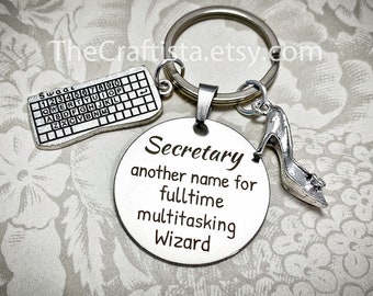 SRK, Secretary Keychain, Awesome Secretary, Keyboard Charm, Office Worker, Secretary Day, Gifts for Secretary, Multitasking Wizard